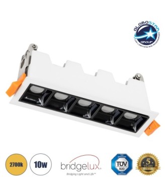 GLOBOSTAR® LUMINAR 60319 Χωνευτό Downlight Σποτ LED 10W 1350lm 36° AC 220-240V IP20 Θερμό Λευκό 2700K - Osram SMD Chip & TÜV SÜD Driver - Λευκό & Μαύρο Ματ - Μ14.8 x Π4.3 x Υ4.5cm - Q13.5 x 3.5cm - 5 Χρόνια Εγγύηση